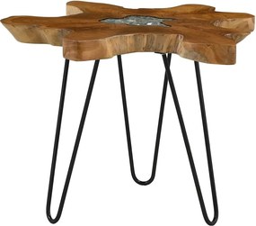 vidaXL tömör tíkfa és műkő dohányzóasztal 70 x 45 cm