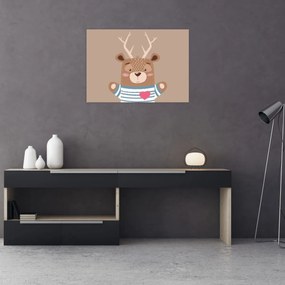 Üveg kép - Szarvas csíkos ingben (70x50 cm)