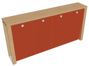 Verno+ közepes gardrób 260 x 46 x 130 cm, üvegajtó, világos tölgy / narancs