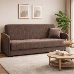 Porto ágyazható kanapé barna színben, bársony kárpittal