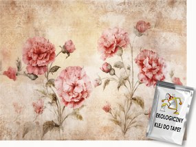 Fotótapéta Flizelina Virágok Piros Szegfűk Shabby Chic 300x210 ragasztó