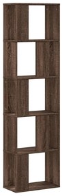 5 szintes barna tölgy szerelt fa könyvespolc 45x23,5x162,5 cm
