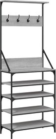 vidaXL szürke sonoma színű ruhafogas cipőpolccal 70 x 34 x 184 cm