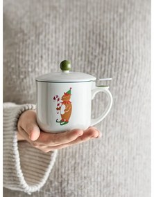 Krémszínű agyagkerámia bögre karácsonyi mintával, szűrővel 300 ml Valentin – Bloomingville