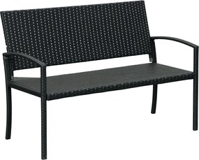 Outsunny Polirattan Kertilu 2-Személyes UV-álló Pad Ergonomikus Karfa és Hátlap Kerti Bútor Parki Pad 240kg Teherbírással Terasz Pad Kerthez, 122x60x8