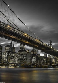 Poszter 21x29,7cm Brooklyn híd és Alsó-Manhattan panoráma alkonyatkor