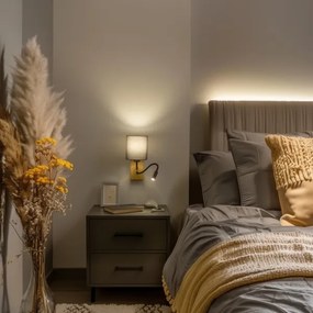 Brilagi - LED Fali lámpa NUBILA WOOD 1xE27/25W/230V + LED/3W tölgy/antracit