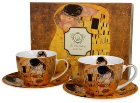 Porceláncsésze+alj 300ml, 2 személyes,dobozban,Klimt: The Kiss