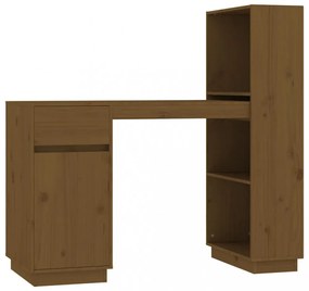 mézbarna tömör fenyőfa íróasztal 110x53x117 cm