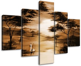 Gario Kézzel festett kép Afrikai naplemente - 5 részes Méret: 100 x 70 cm