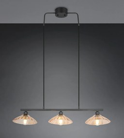 Fekete-borostyán színű fém függőlámpa üveg búrával Eluna – Reality