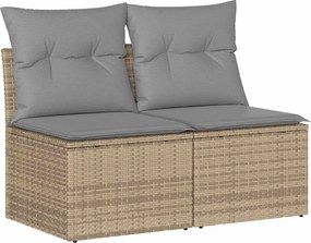 vidaXL 2 részes bézs polyrattan akácfa kerti ülőgarnitúra párnákkal