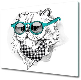 Üveg vágódeszka Cat szemüveg 60x52 cm