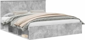 vidaXL Ágykeret fejtámlával Beton 180 x 200 cm Tömör fenyőfa