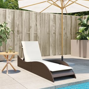 barna polyrattan napozóágy párnával 60x205x73 cm