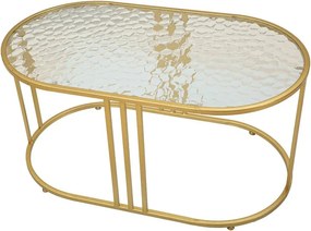 Fehér-aranyszínű dohányzóasztal üveg asztallappal 50x90 cm Antalia – Mauro Ferretti