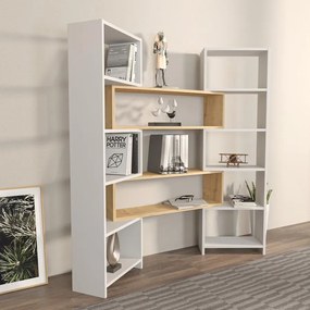 könyvespolc Poyraz - White, Oak