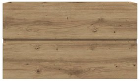 Kézműves tölgy szerelt fa függő fürdőszobaszekrény 80x38,5x45cm