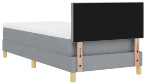 Box Spring ágy matraccal és LED világítással, világosszürke, 90x200 cm, szövet