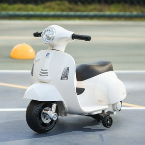 HOMCOM Gyerek Elektromos Vespa Motorkerékpár - LED Fénnyel, Hanggal, Gyermek Elektromos Motor 18-36 Hónaposoknak - Fehér | Aosom