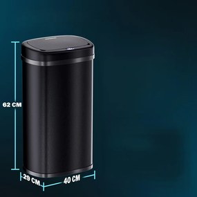 Deuba Érintésmentes szögletes hulladékgyűjtő USB-vel 50 L - fekete
