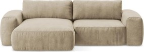 Világosbarna zsenília kinyitható sarokkanapé (bal oldali-heverő résszel) Kuki – Makamii