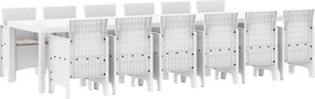 vidaXL Kert étkező szett 13 pcs Fehér Polt rattan