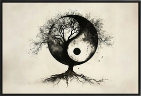 Poszter Keret Alumínium Grafika Ázsia Zen Harmónia Yin Yang Fa 60x40