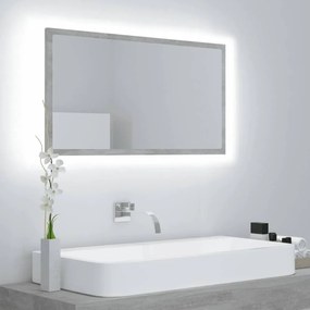 Betonszürke akril led-es fürdőszobatükör 80x8,5x37 cm
