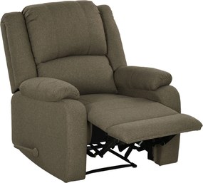 HOMCOM Manuális dönthető karosszék fekvő funkcióval, vászon hatású, TV-szék oldalra húzóval, lábtartóval, akár 150 kg teherbírással, nappalira, barna