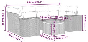 7 részes szürke polyrattan kerti ülőgarnitúra párnákkal
