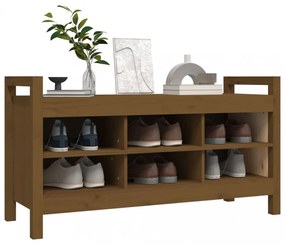 mézbarna tömör fenyőfa előszoba pad 110 x 40 x 60 cm