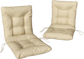 Outsunny 2 db kültéri székpárna kötözőkkel, beltéri/kültéri, 120 x 50 x 8 cm, bézs | Aosom