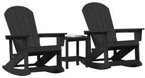 Kerti lounge szett 3 pcs Fekete HDPE