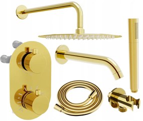 Mexen Kai DR70 rejtett kád-zuhany szett esőzuhannyal 30 cm, arany, 77602DR70301-50