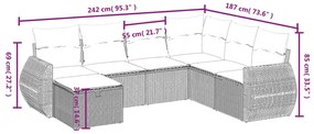 7 részes szürke polyrattan kerti ülőgarnitúra párnákkal