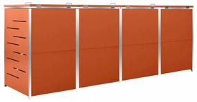 acéltároló négy gurítható szemeteskukához 276,5x77,5x112,5 cm