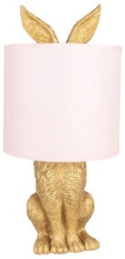 Arany színű nyuszis asztali lámpa rózsaszín lámpabúrával