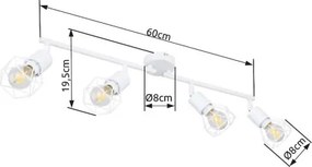 Globo 54802W-4 Spotlámpa fém fehér, rácsból font búrával. HxSZxM:600x80x195, exkl. 4xE14 40W 230V
