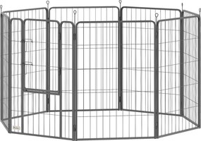 PawHut Kiskutya Játszókerítés 8 Panel 68x100 cm 100 cm Magas Kiskutya Kennel Beltéri és Kültéri Használatra | Aosom