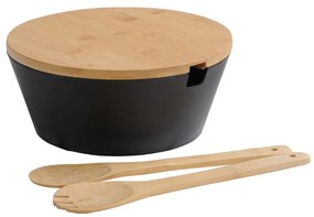 Kesper 92524 Salátás tál kanállal és fedéllel,fekete, átmérő 26 cm