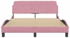 rózsaszín bársony ágykeret fejtámlával Dover 140x190 cm