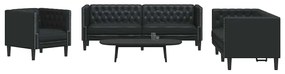 Kanapé Szett 3 pcs Fekete 194 x 74.5 x 70.5 cm Műbőr