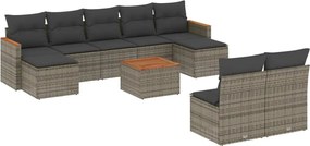 vidaXL 10 részes szürke polyrattan kerti ülőgarnitúra párnákkal