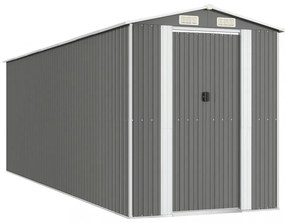 világosszürke horganyzott acél kerti fészer 192 x 606 x 223 cm