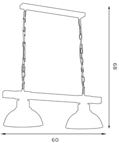 Csillár láncon HAKON 2xE27/60W/230V sötét