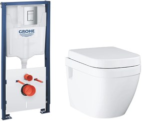 Set WC csésze Grohe Euro Ceramic 39703000, süllyesztett keret gombbal és tömítéssel Grohe Solido 39930000