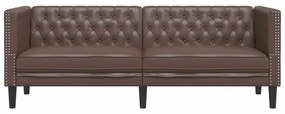 vidaXL 3 személyes barna műbőr Chesterfield kanapé