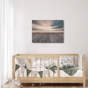 Üveg kép - Móló naplementében (70x50 cm)