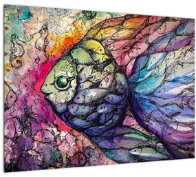 Kép - színes hal (üvegen) (70x50 cm)